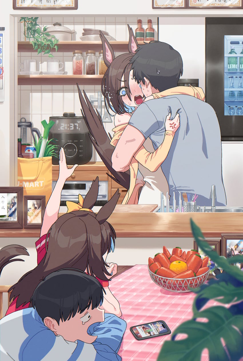 trainer, gold ship, mejiro mcqueen, and air groove (umamusume) drawn by acaa