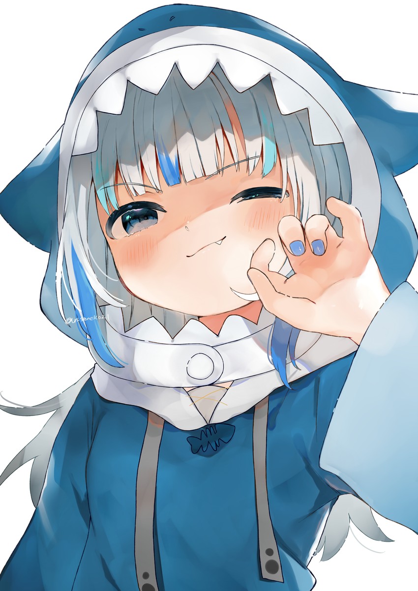 gawr gura (hololive and 1 more) drawn by niseneko_(mofumofu_ga_ienai)