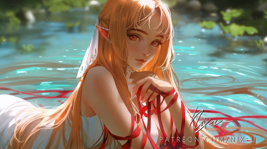 asuna and titania (sword art online) drawn by nixeu