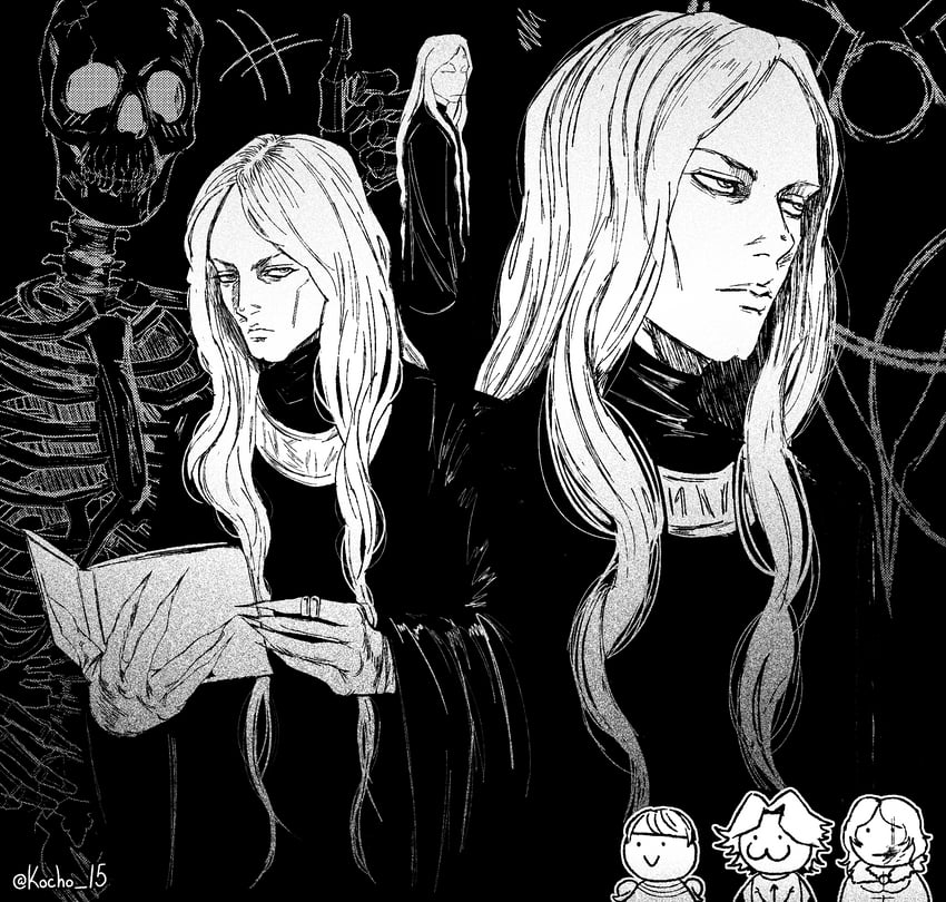 d'arce, cahara, enki, and ragnvaldr (fear & hunger and 1 more) drawn by kocho_15