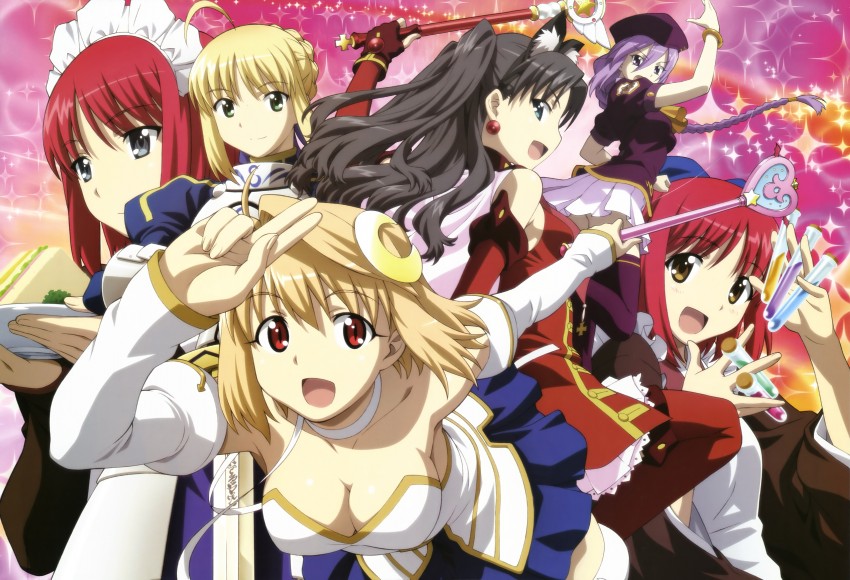 artoria pendragon, saber, tohsaka rin, arcueid brunestud, kohaku, and 5 more (fate and 6 more) drawn by morita_kazuaki