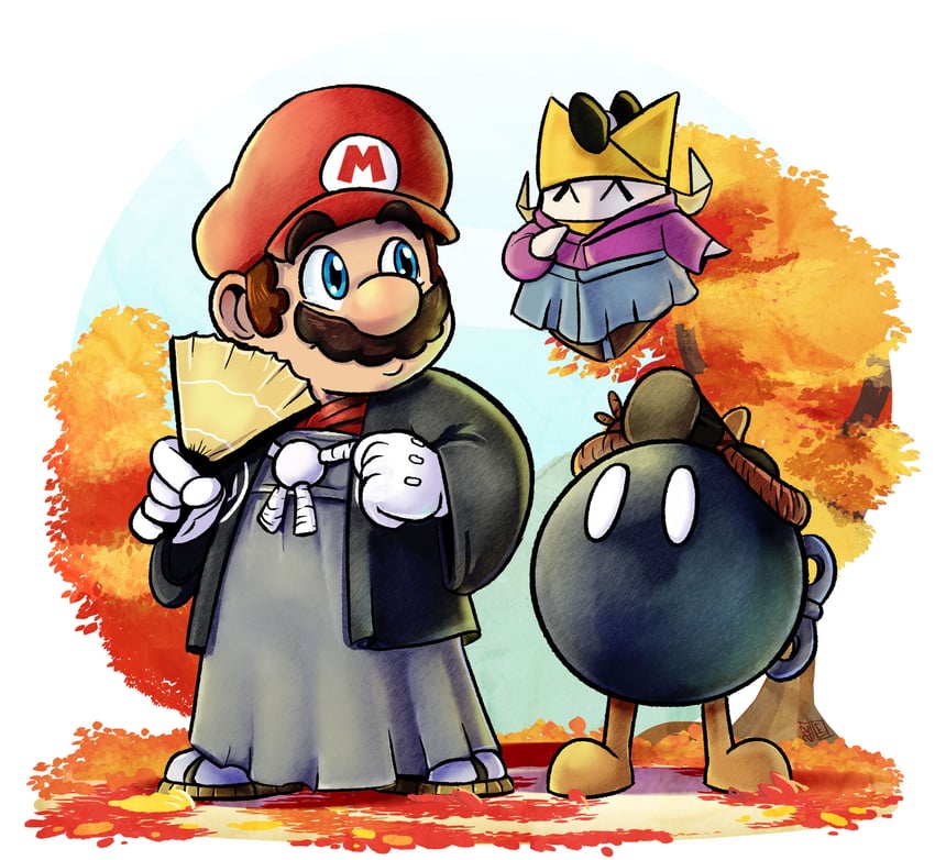 mario, bob-omb, and olivia (mario and 5 more) drawn by francois.l
