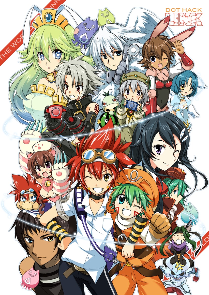 haseo, kite, subaru, tsukasa, tabby, and 11 more (.hack// and 3 more) drawn by izumi_rei