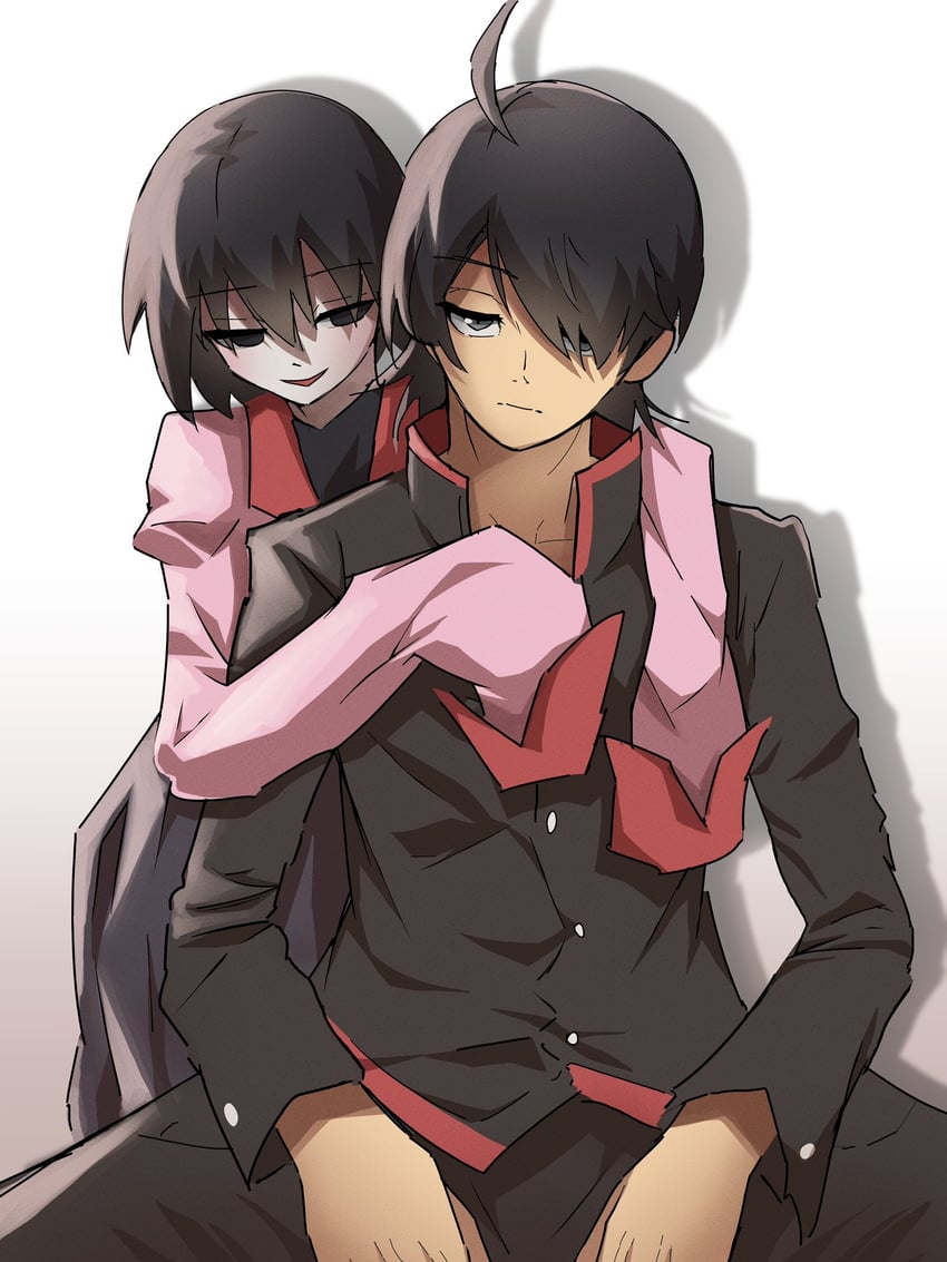 araragi koyomi and oshino ougi (monogatari) drawn by gunimated