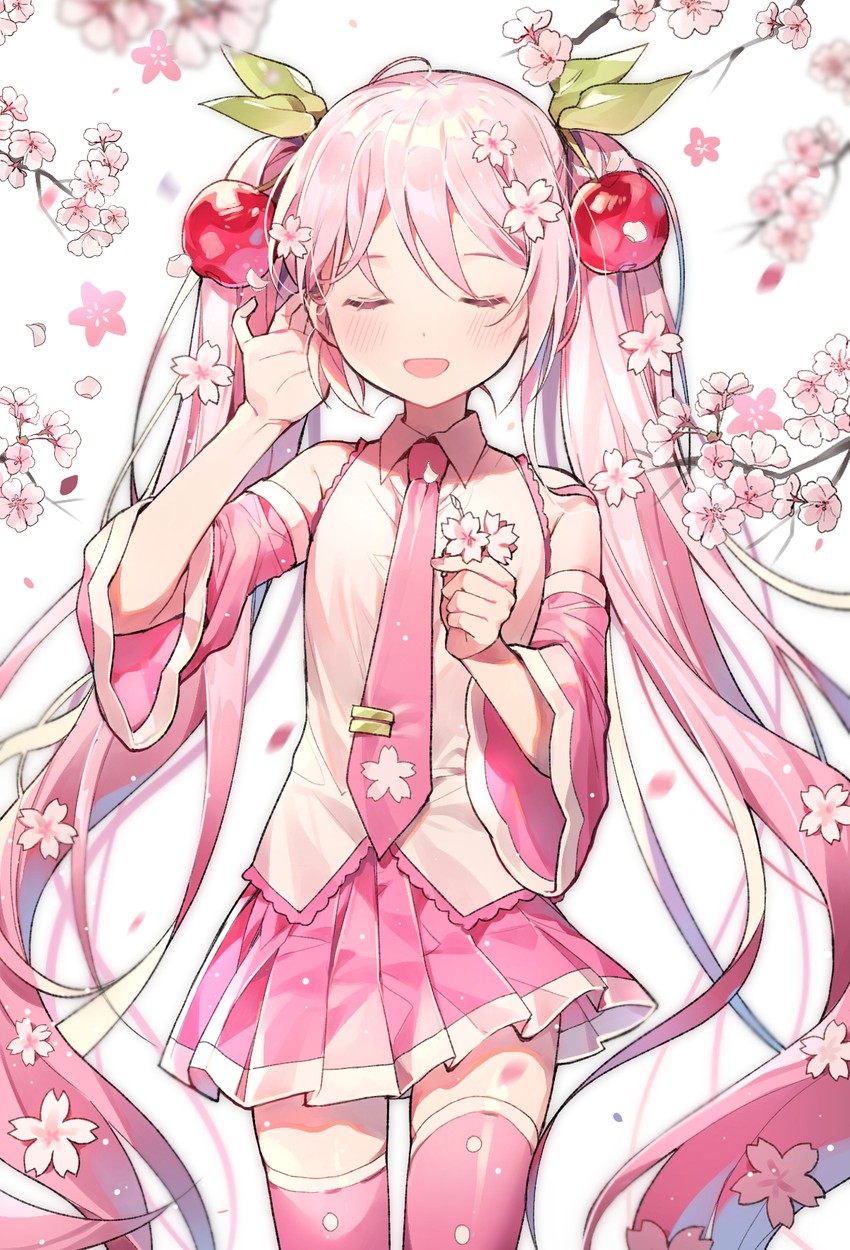 hatsune miku and sakura miku (vocaloid) drawn by azit_(down)