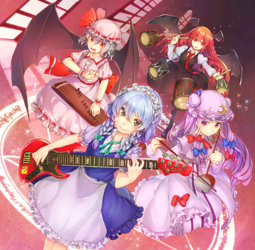 remilia scarlet, izayoi sakuya, patchouli knowledge, and koakuma (touhou) drawn by nonomaro