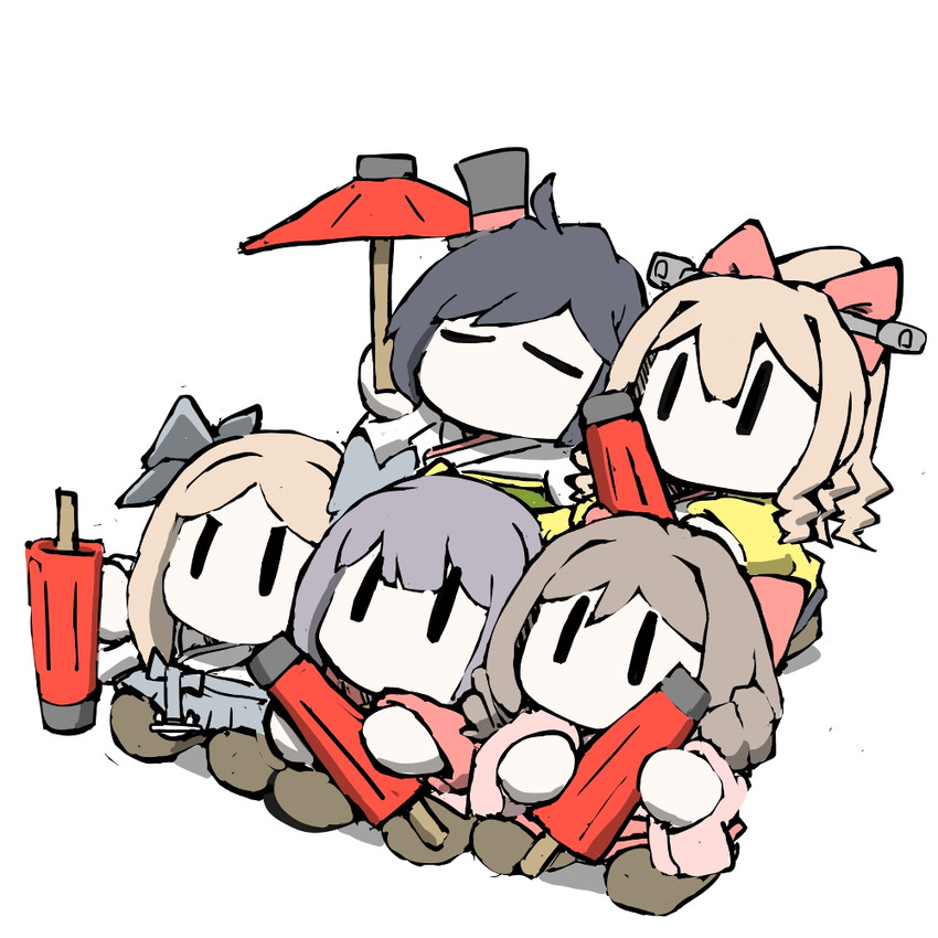 kamikaze, asakaze, harukaze, hatakaze, and matsukaze (kantai collection) drawn by task_(s_task80)