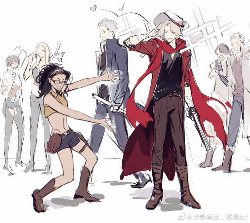 dante, vergil, lady, nero, trish, and 2 more (devil may cry and 1 more) drawn by weibo_7054093389