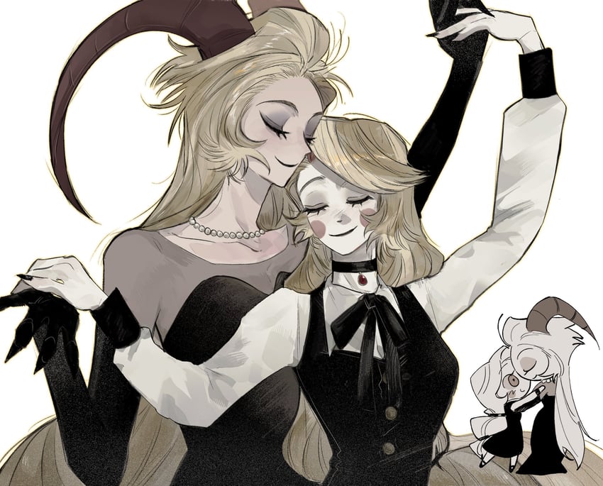charlie morningstar and lilith (hazbin hotel) drawn by tppiiiiqqt