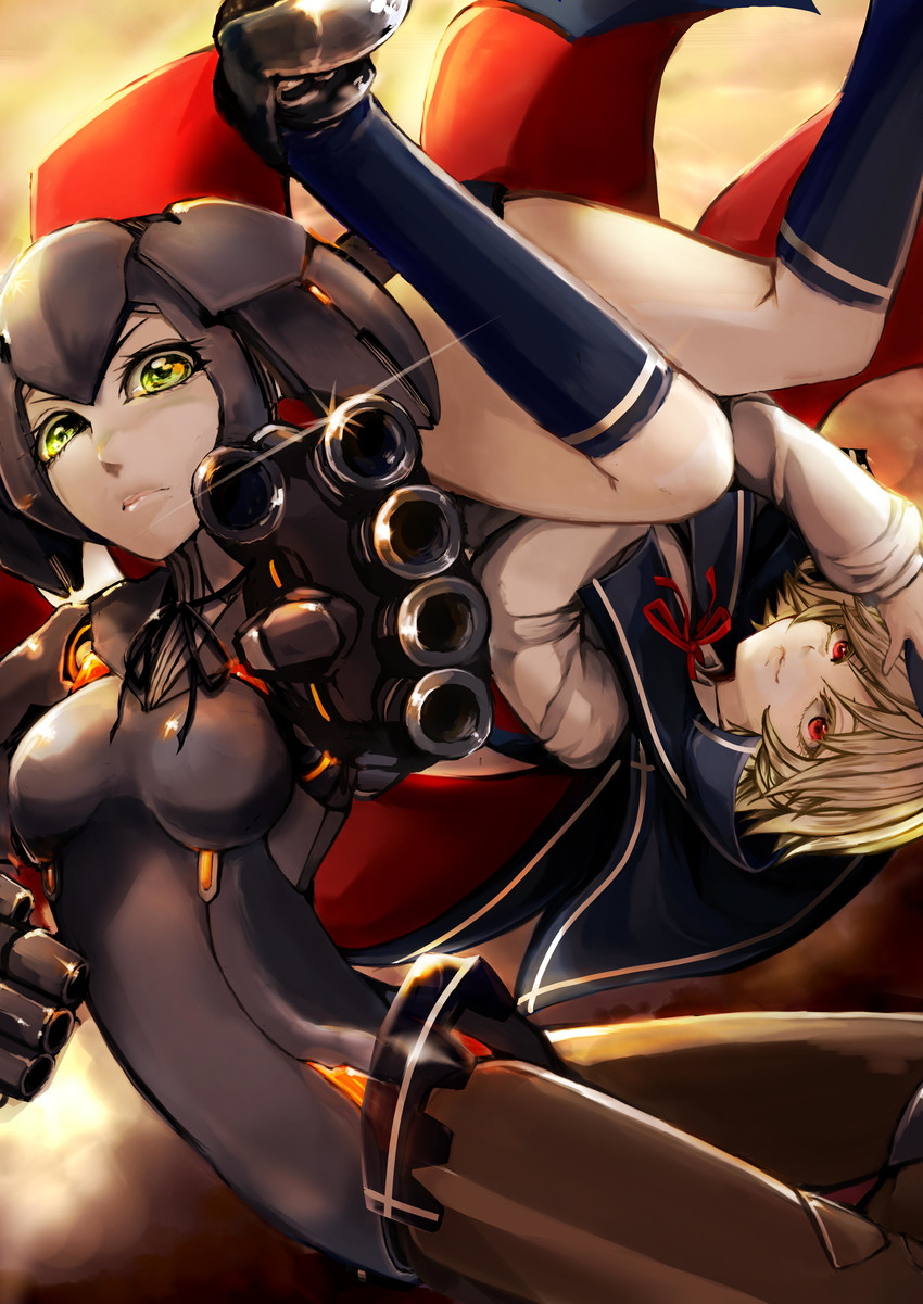 xi-988 and remy odhner (gunslinger stratos) drawn by tokatokato