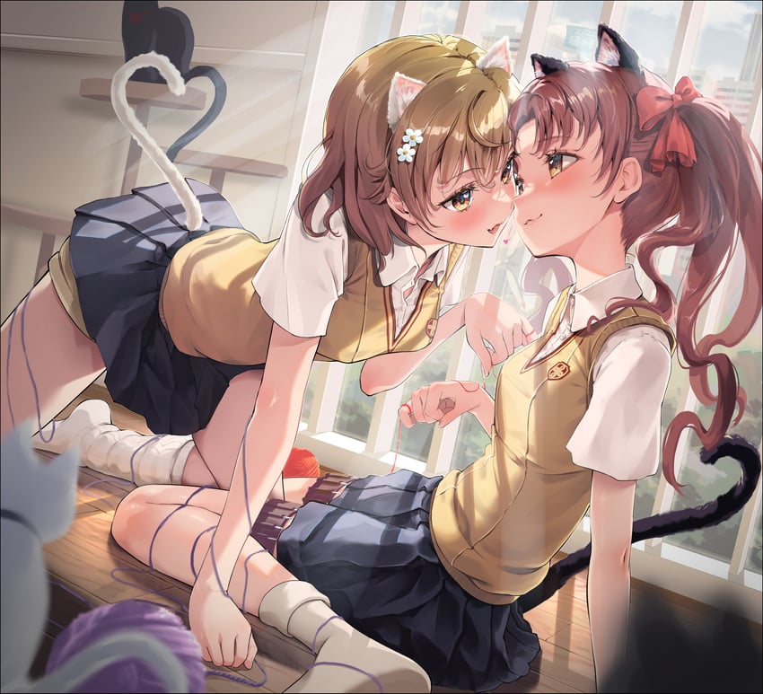 misaka mikoto and shirai kuroko (toaru majutsu no index and 1 more) drawn by yonabe