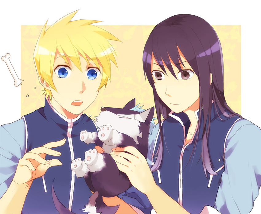 yuri lowell, flynn scifo, and repede (tales of and 2 more) drawn by sen_nai
