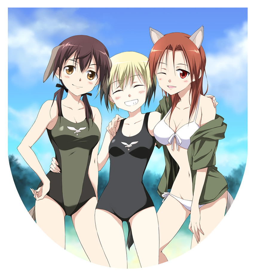 erica hartmann, gertrud barkhorn, and minna-dietlinde wilcke (world witches series and 1 more) drawn by agahari