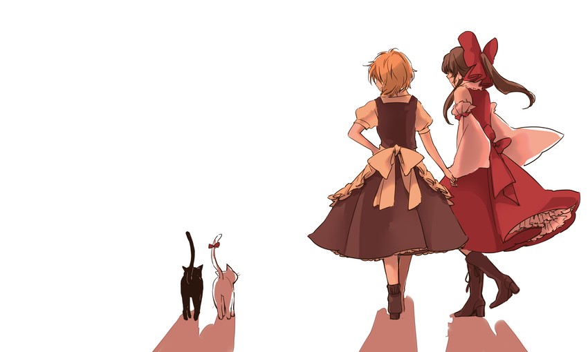 hakurei reimu and kirisame marisa (touhou) drawn by yonu_(yonurime)