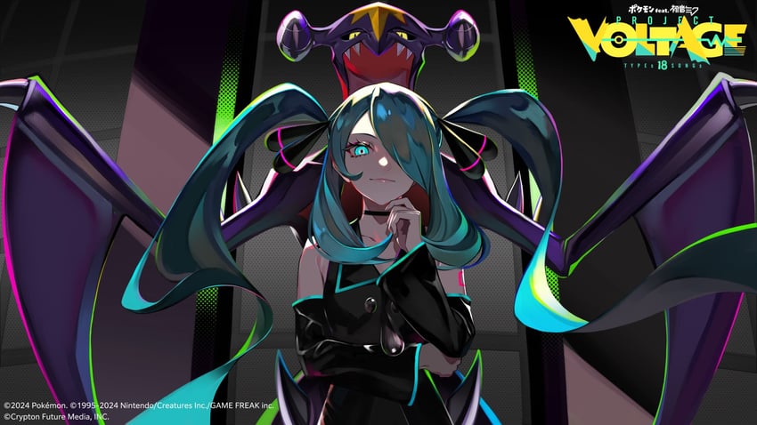 hatsune miku, cynthia, and garchomp (pokemon and 4 more) drawn by lam_(ramdayo)