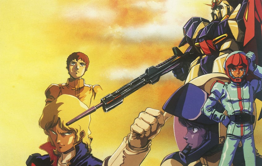 amuro ray, kamille bidan, zeta gundam, quattro bajeena, and judau ashta (gundam and 2 more) drawn by mikimoto_haruhiko