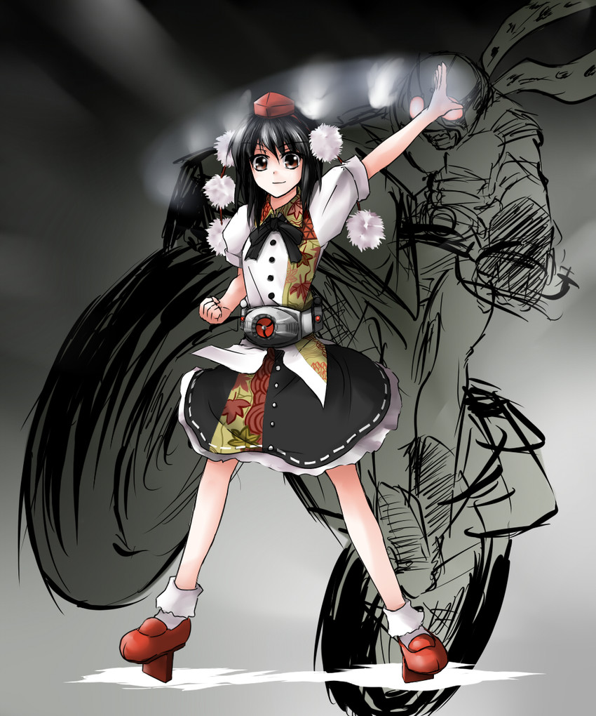 shameimaru aya and skyrider (touhou and 1 more) drawn by kazami_shirou_(kaizou-zumi)