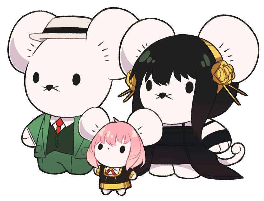 yor briar, anya, twilight, and maushold (pokemon and 1 more) drawn by kupokopi
