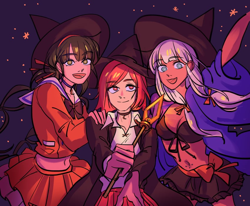yumeno himiko, yonaga angie, and chabashira tenko (danganronpa and 1 more) drawn by asteraws