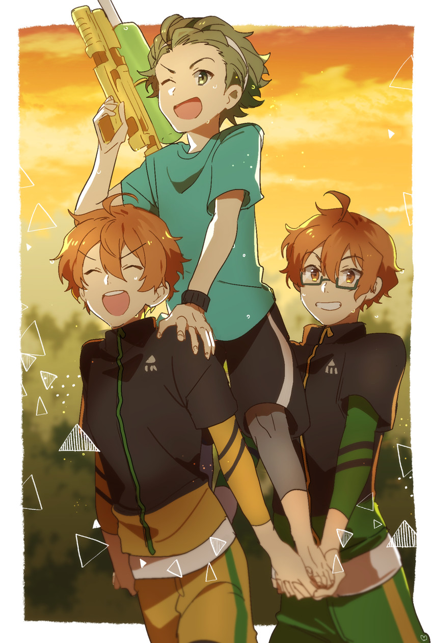 mitarai shouta, aoi yusuke, and aoi kyosuke (idolmaster and 1 more) drawn by takumi_(scya)