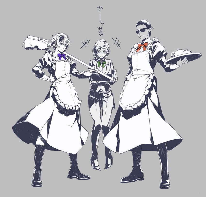 shirayuki tomoe, fuwa minato, and gwelu os gar (nijisanji) drawn by jip