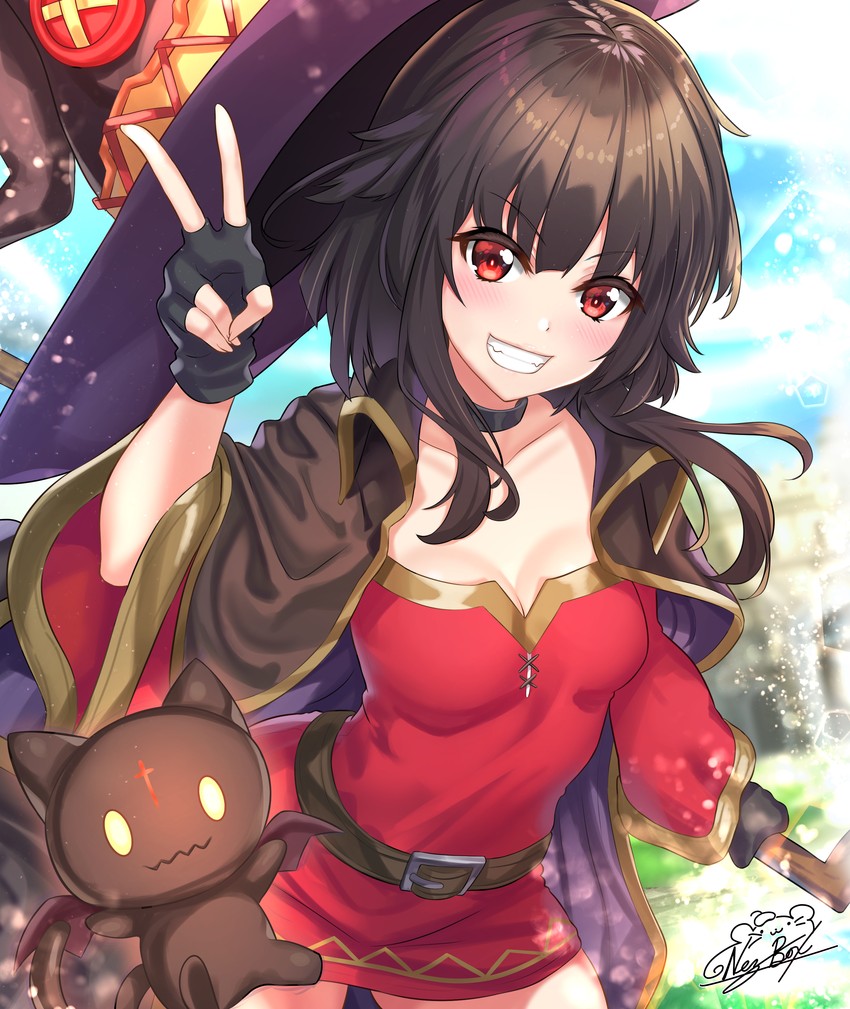 megumin and chomusuke (kono subarashii sekai ni shukufuku wo!) drawn by nez-box
