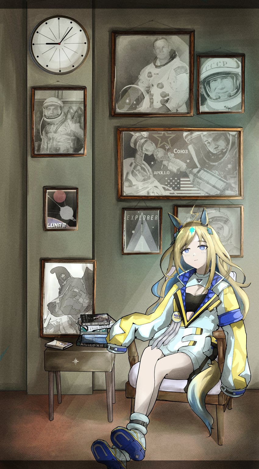 neo universe, yuri gagarin, neil armstrong, laika, alan shepard, and 1 more (umamusume and 1 more) drawn by koruhiraystt