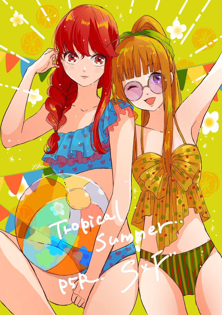 sakura futaba and yoshizawa kasumi (persona and 2 more) drawn by yasuu!