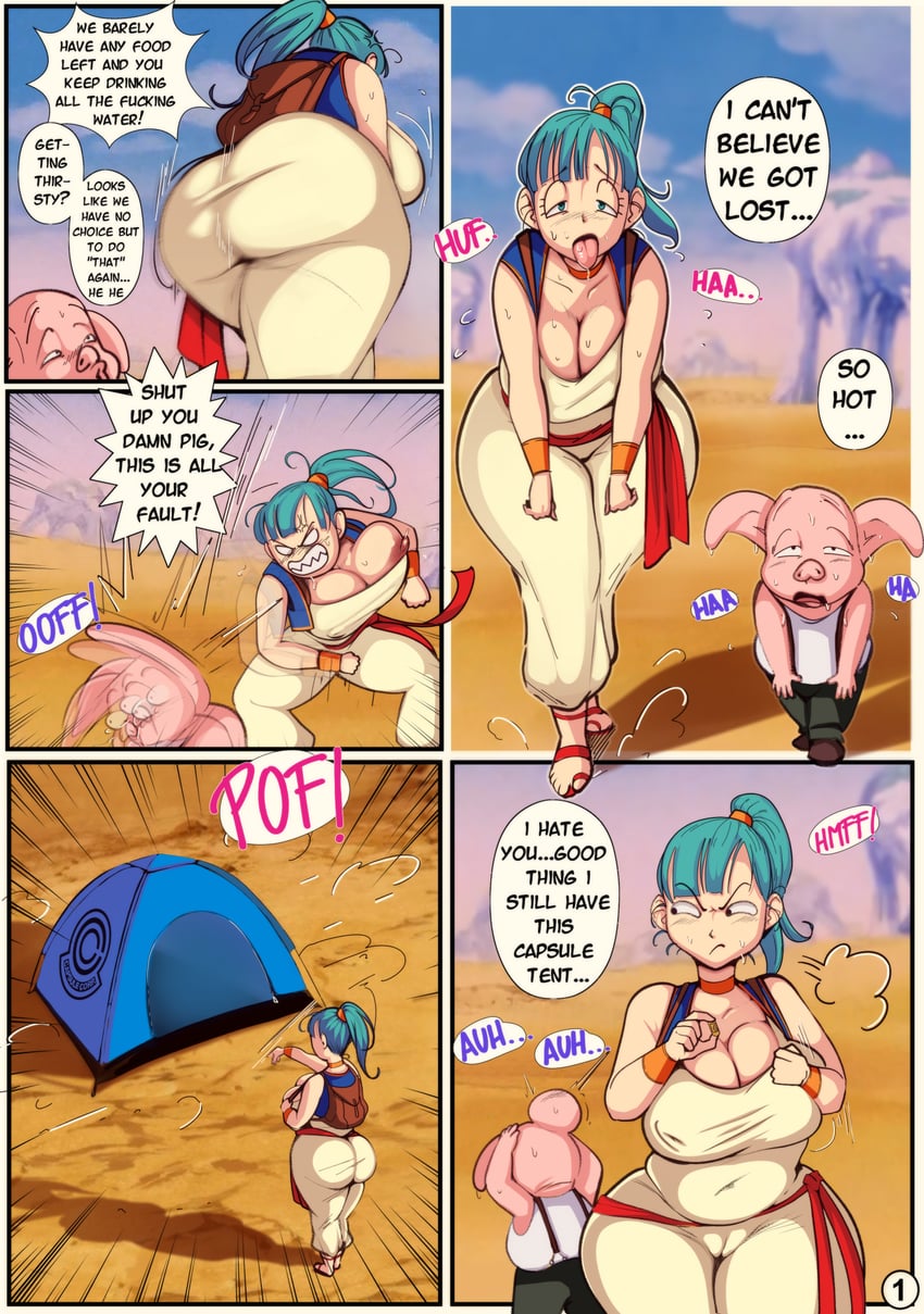 bulma and oolong (dragon ball) drawn by bittercream