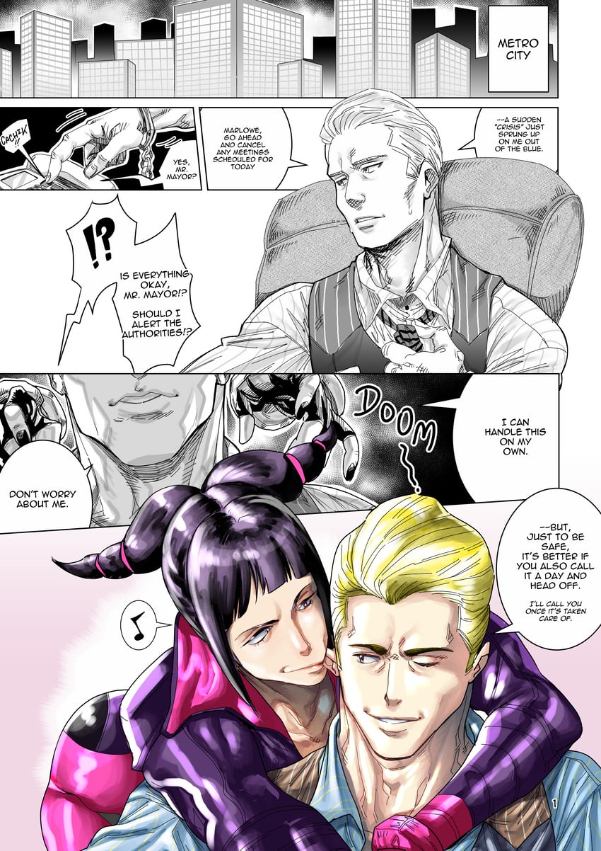 han juri and cody travers (street fighter and 1 more) drawn by aarokira