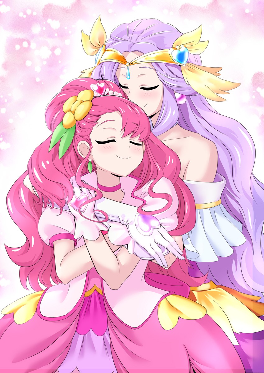 hanadera nodoka, cure grace, fuurin asumi, and cure earth (precure and 1 more) drawn by okayu_(joneydcd)
