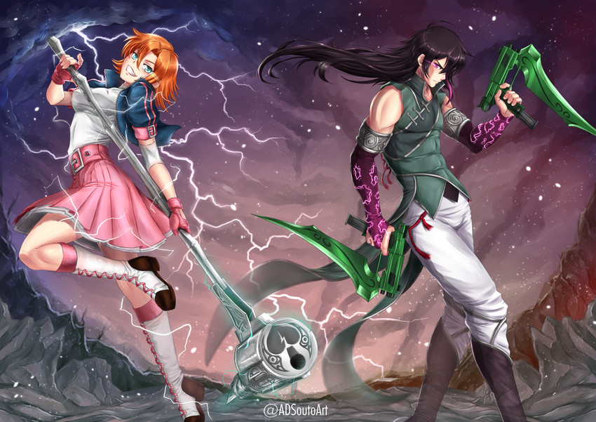 nora valkyrie and lie ren (rwby) drawn by adsouto