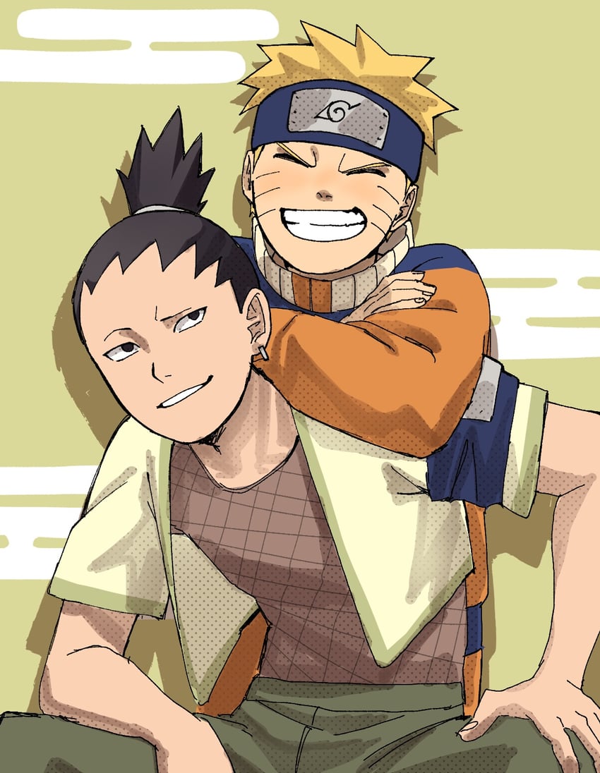 uzumaki naruto and nara shikamaru (naruto) drawn by pnpk_1013
