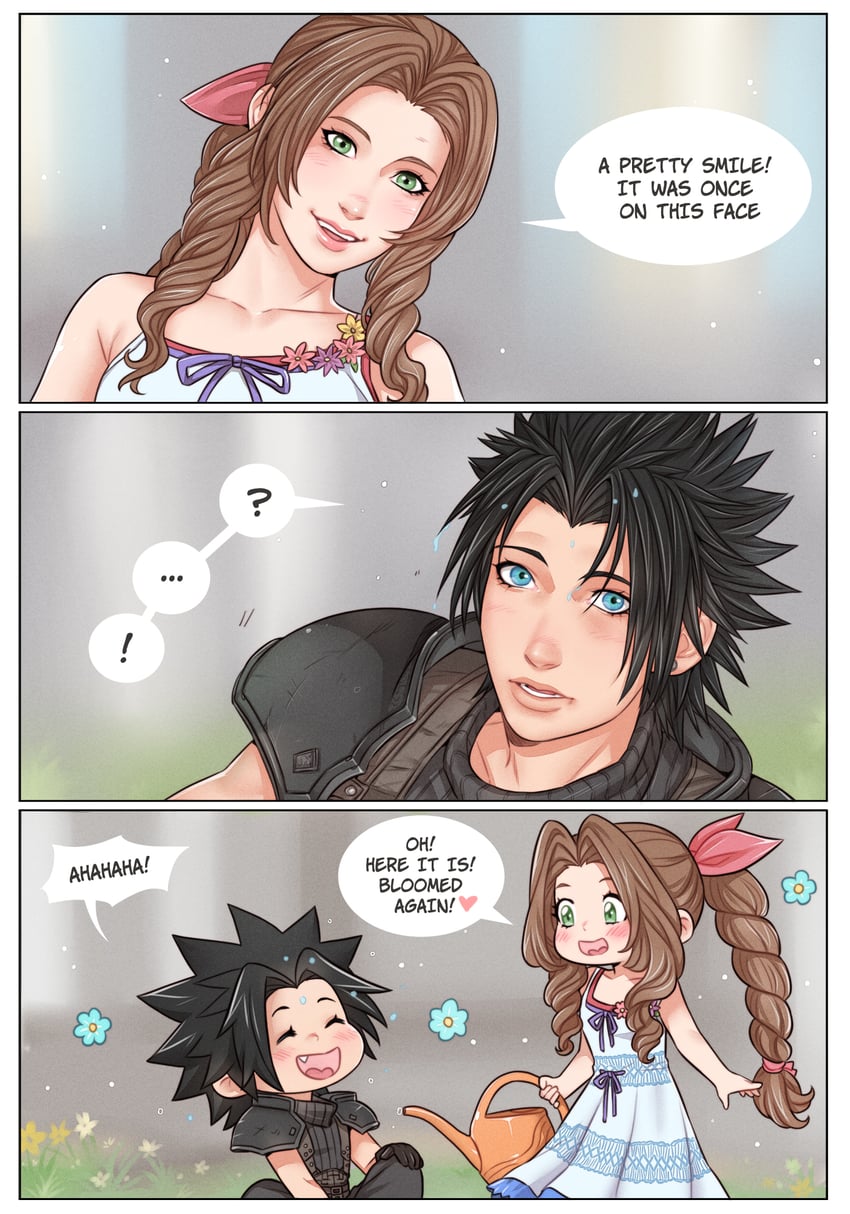 aerith gainsborough and zack fair (final fantasy and 2 more) drawn by crylin6