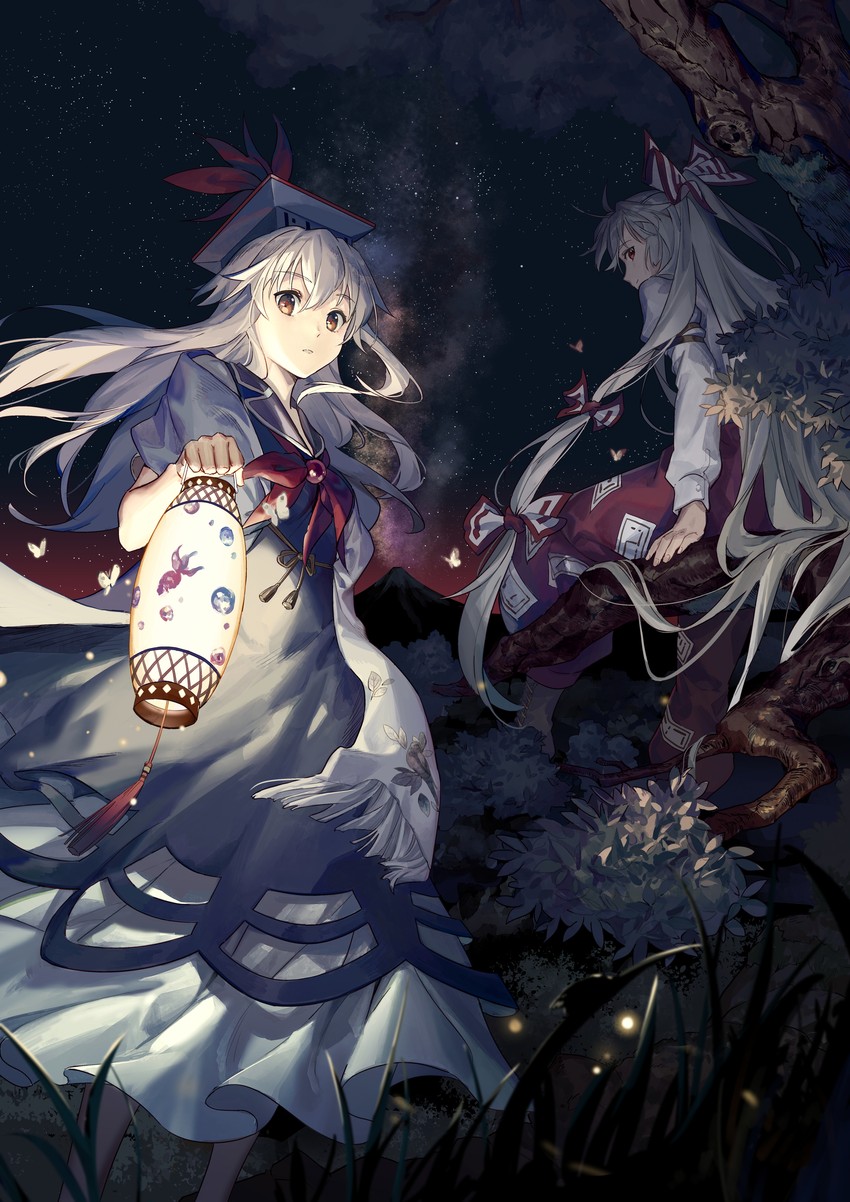 fujiwara no mokou and kamishirasawa keine (touhou) drawn by karaori