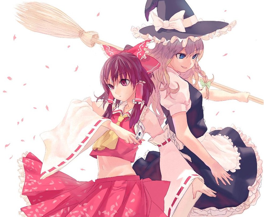 hakurei reimu and kirisame marisa (touhou) drawn by tomono_rui