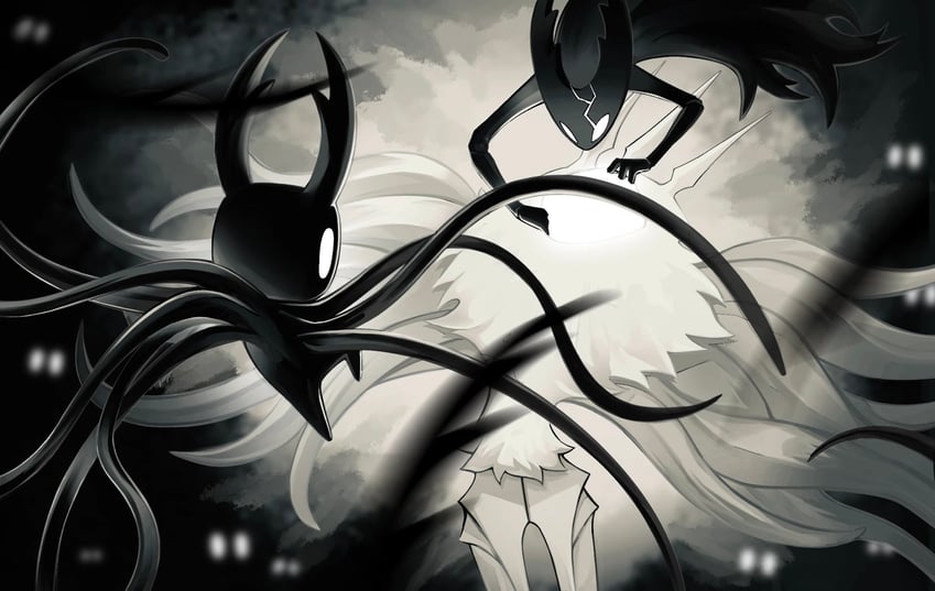 knight, hollow knight, radiance, and shade (hollow knight) drawn by frostedmirror