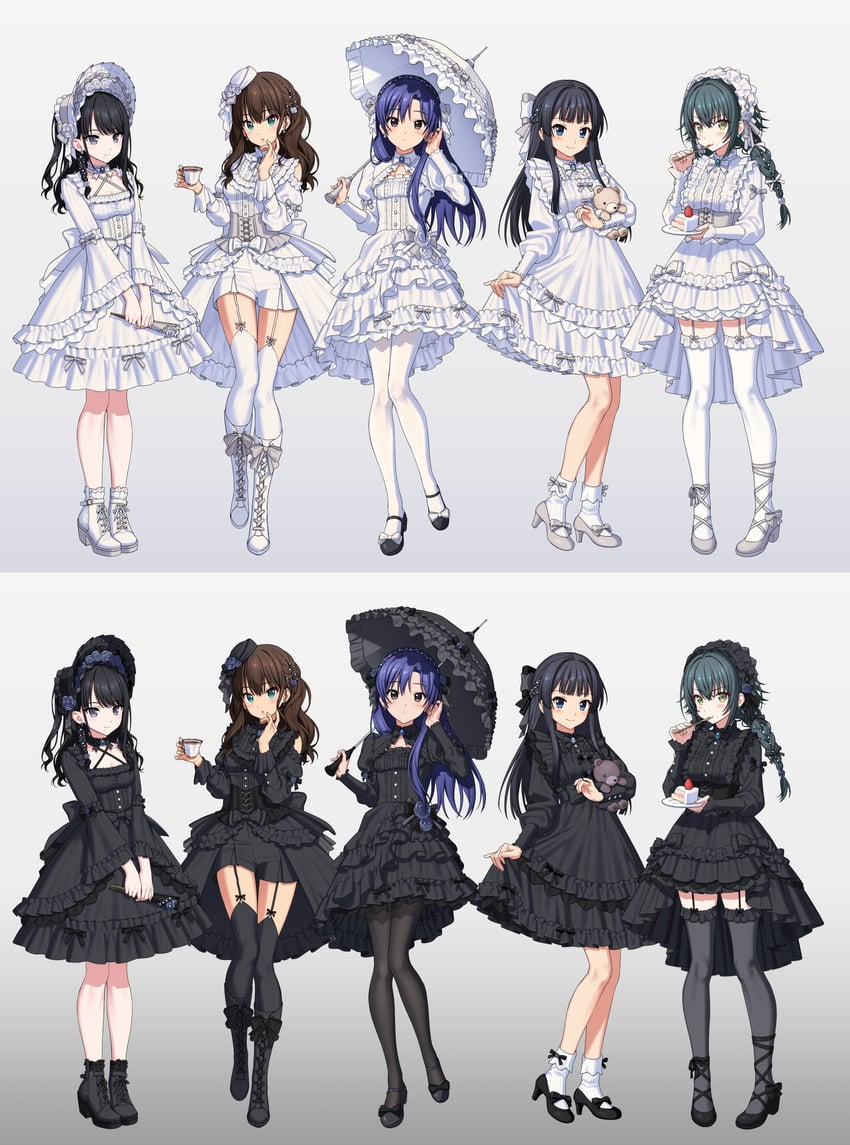 shibuya rin, kisaragi chihaya, kazano hiori, tsukimura temari, and mogami shizuka (idolmaster and 4 more) drawn by nonanonnon6u6