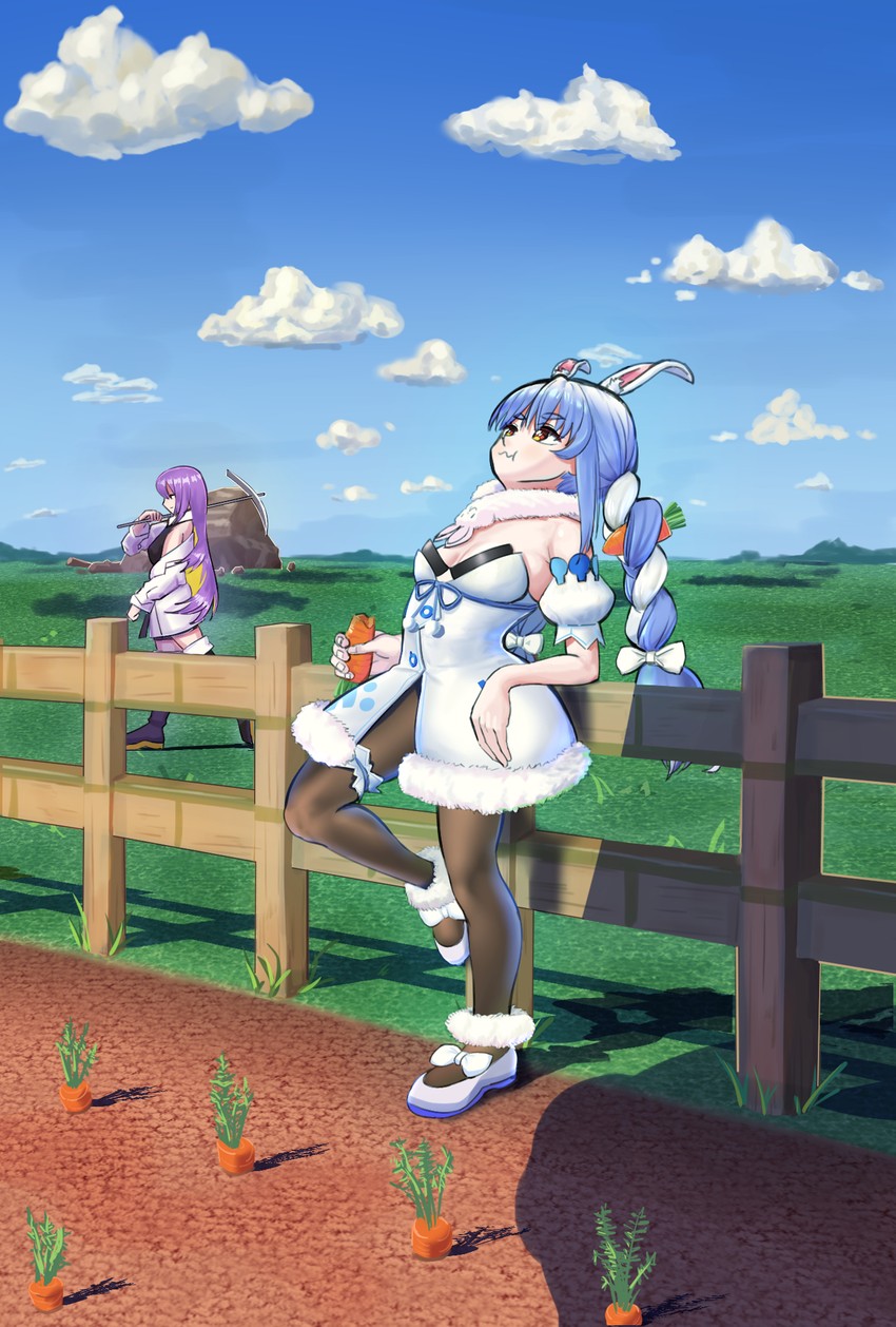 usada pekora, don-chan, and moona hoshinova (hololive and 2 more) drawn by yama_narashi