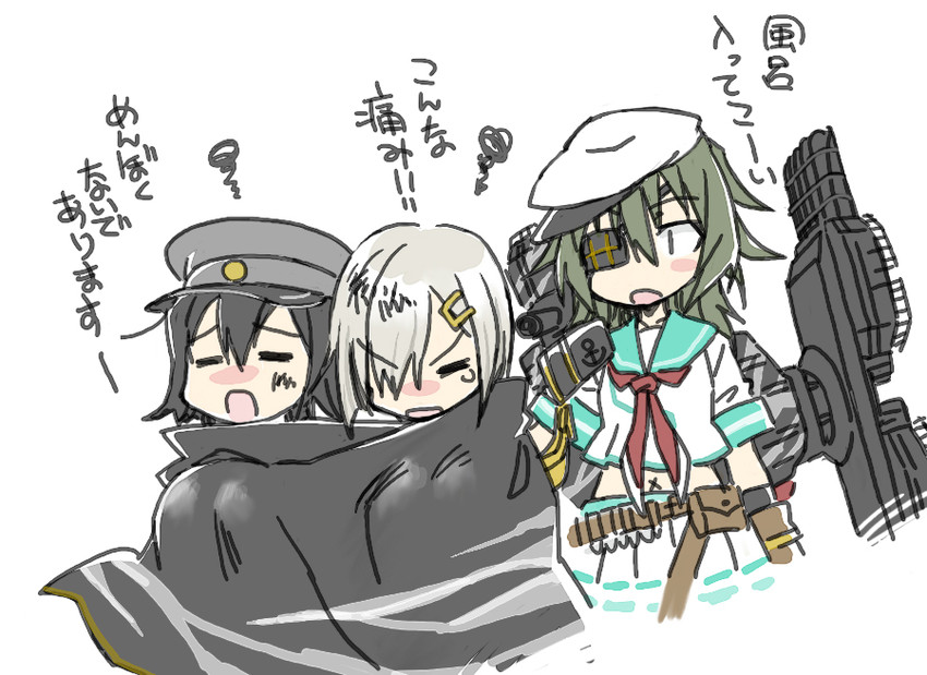 hamakaze, kiso, akitsu maru, and akitsu maru kai (kantai collection) drawn by kai_(akamekogeme)