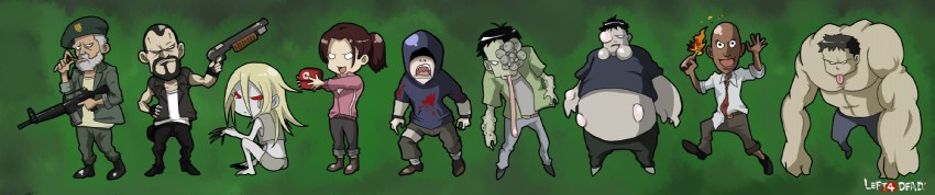 zoey, witch, hunter, louis, bill, and 4 more (left 4 dead and 1 more) drawn by chizumayo