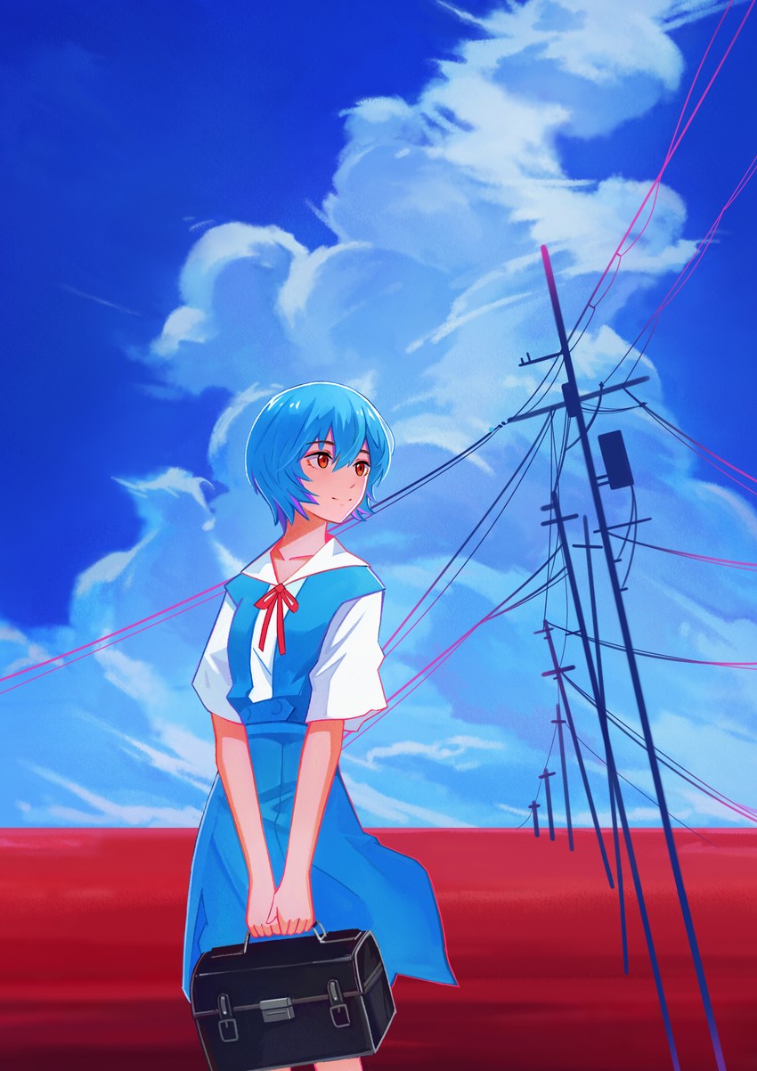 ayanami rei (neon genesis evangelion) drawn by wen_hao_lai