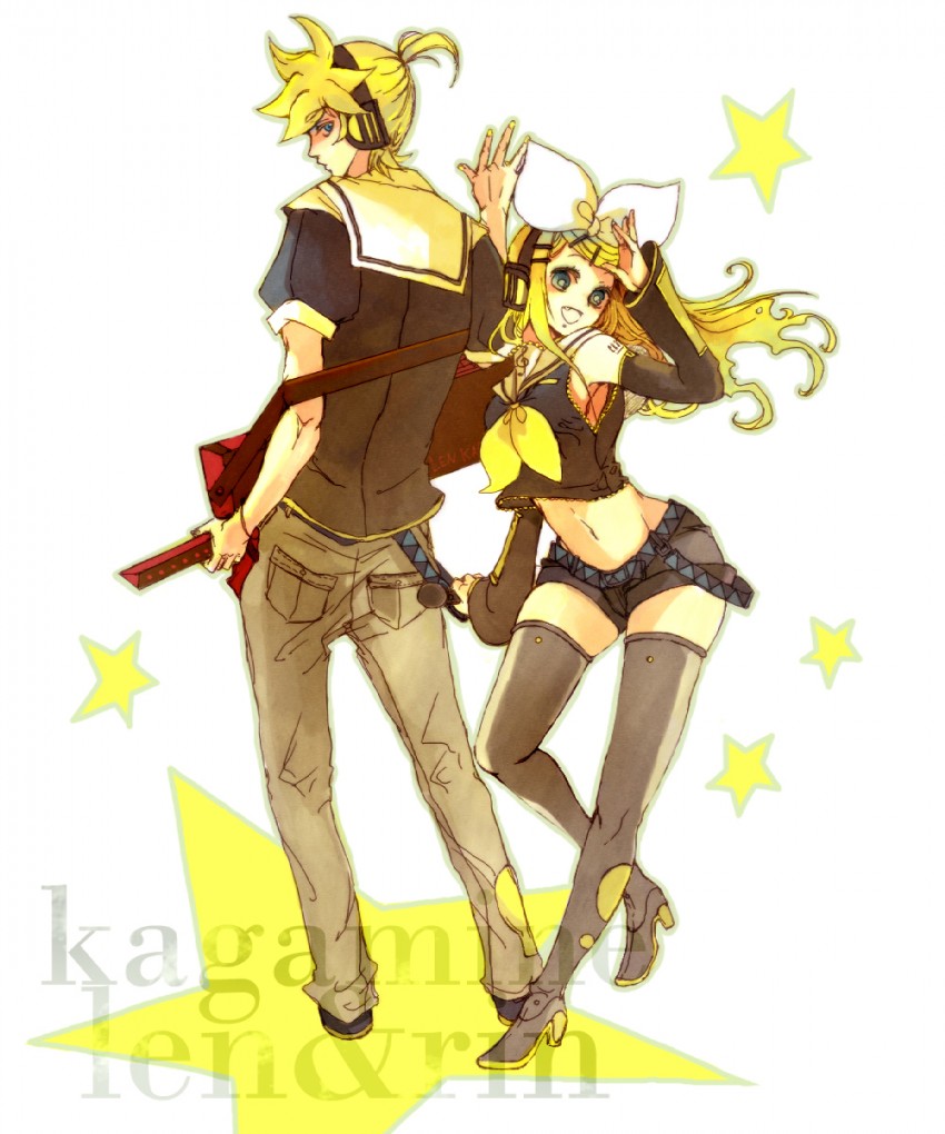 kagamine rin and kagamine len (vocaloid) drawn by nia_(four_winds)