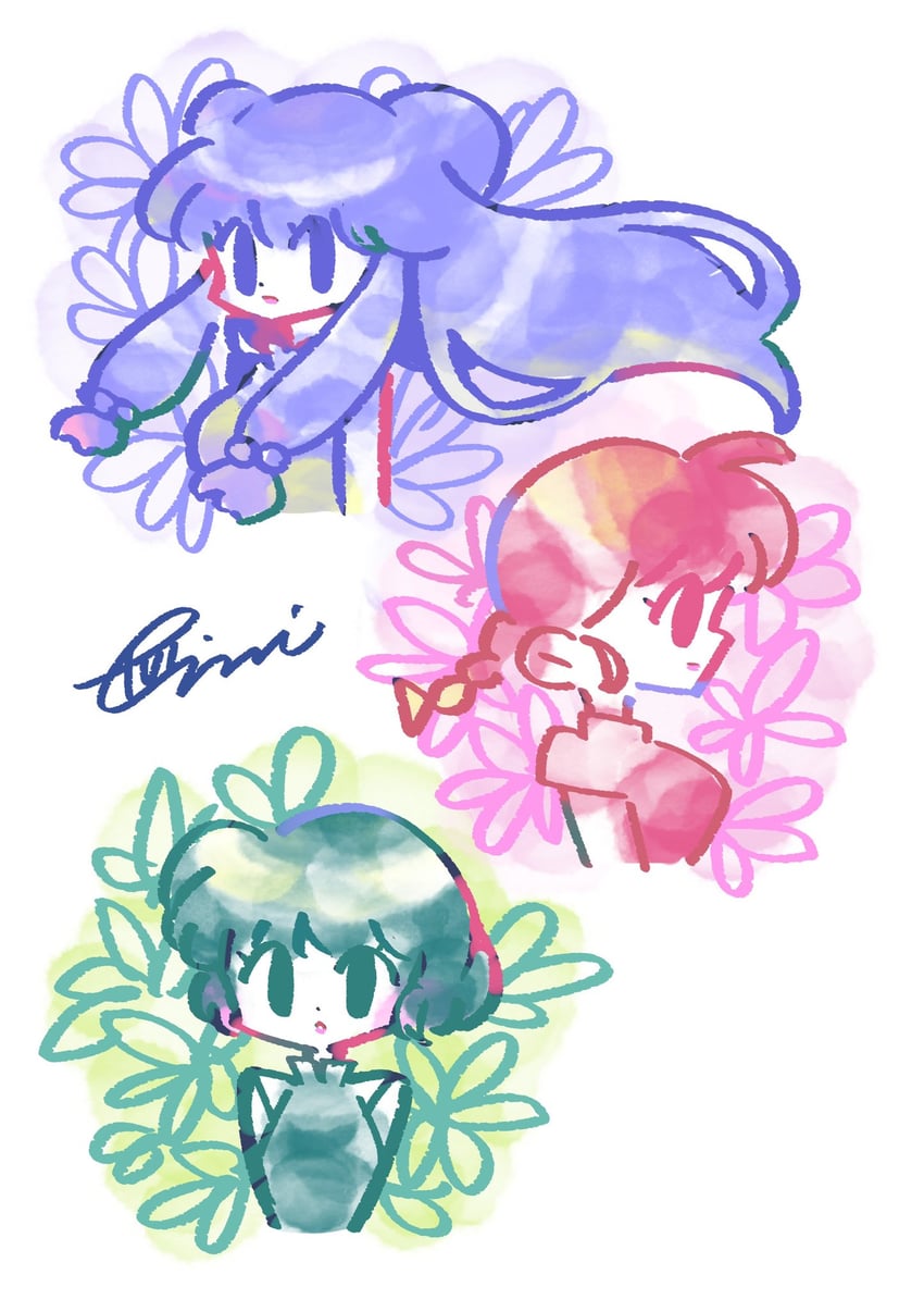 ranma-chan, shampoo, and tendou akane (ranma 1/2) drawn by fuziemi