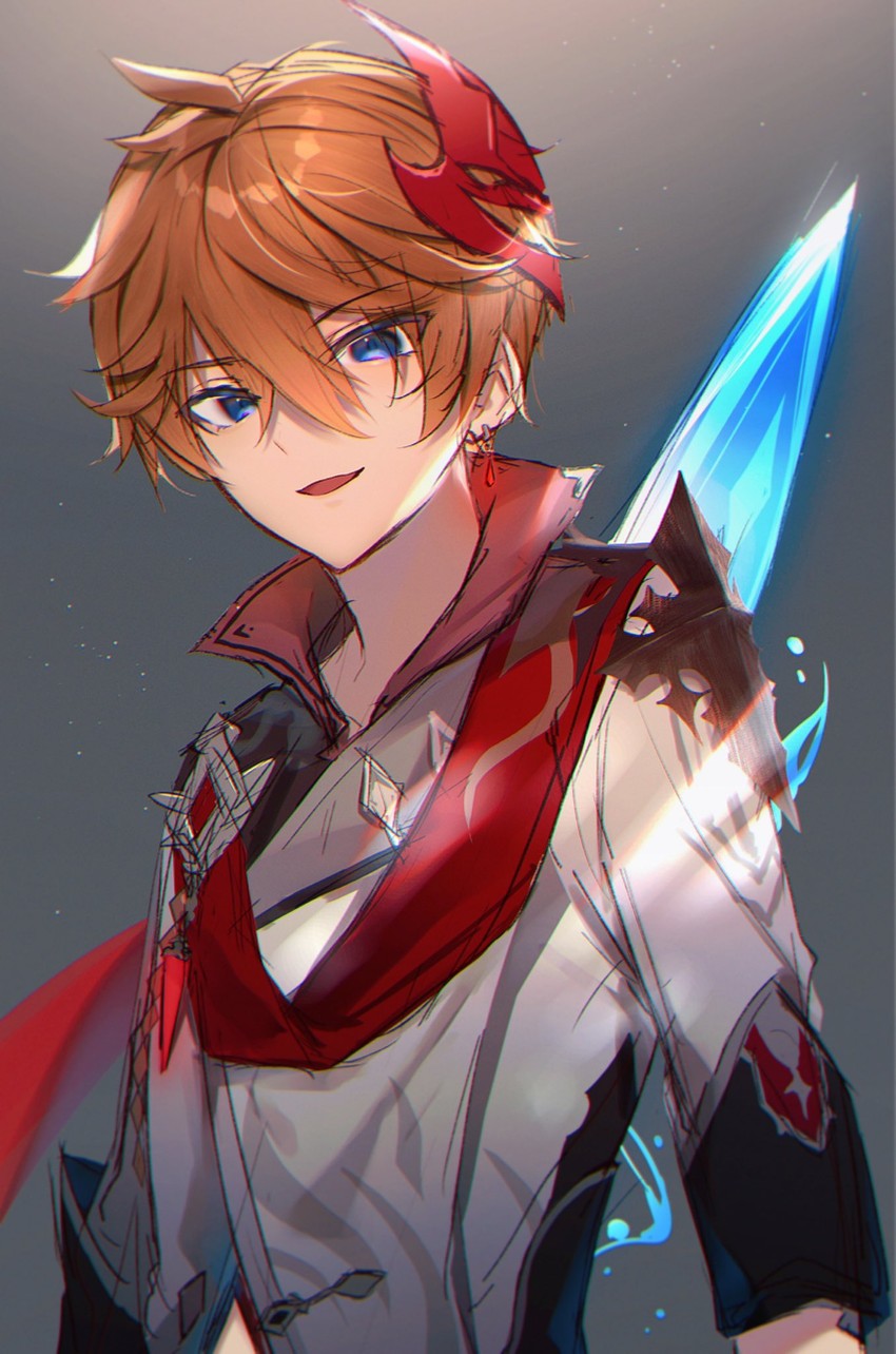 tartaglia (genshin impact) drawn by gyozanuko