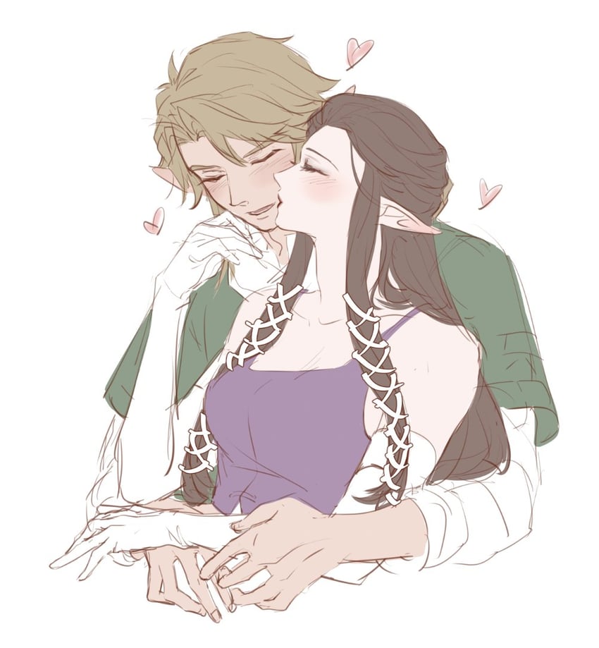 link and princess zelda (the legend of zelda and 1 more) drawn by kurokawa_karasu