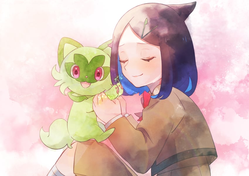 sprigatito and liko (pokemon and 1 more) drawn by yuuka0922