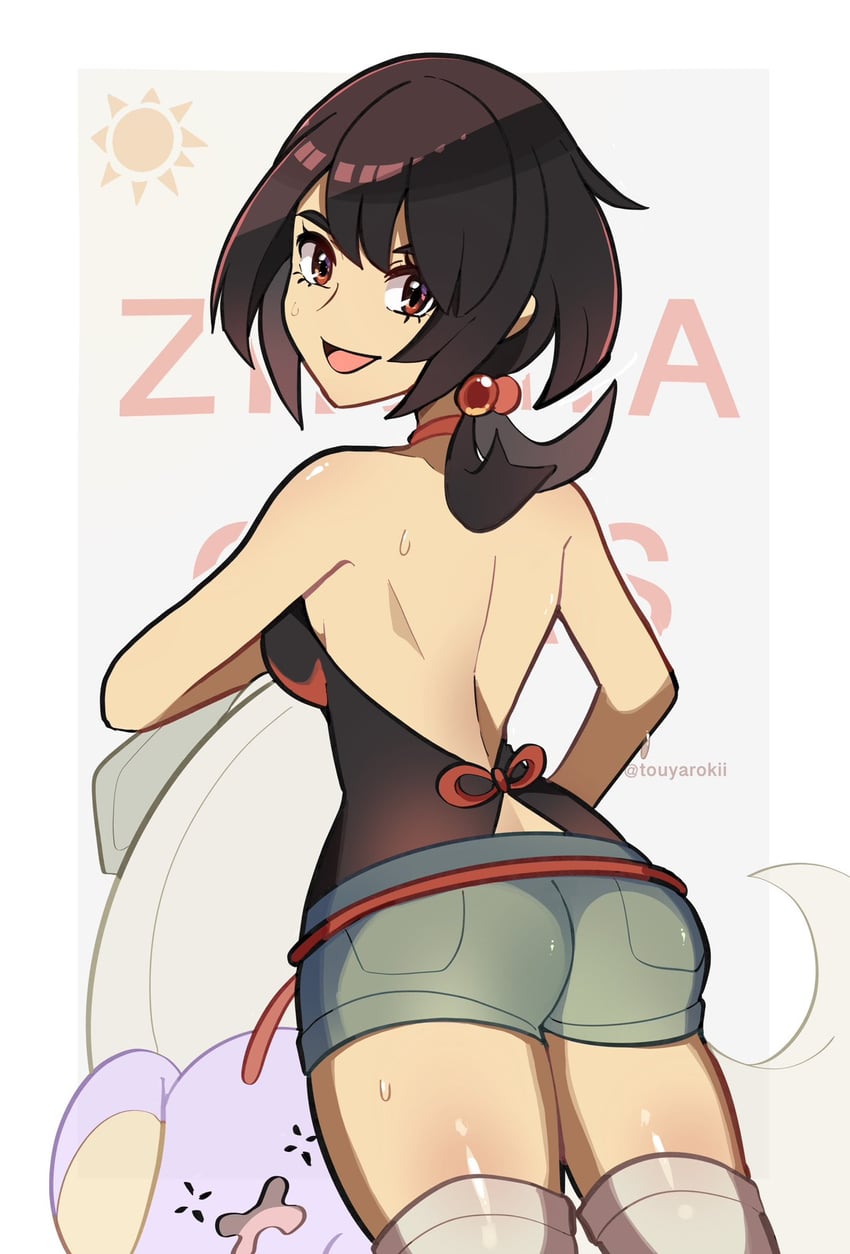 zinnia and whismur (pokemon and 1 more) drawn by touyarokii