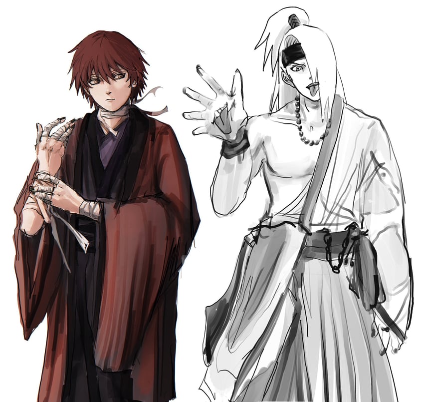 deidara and sasori (naruto and 1 more) drawn by 1n1nu