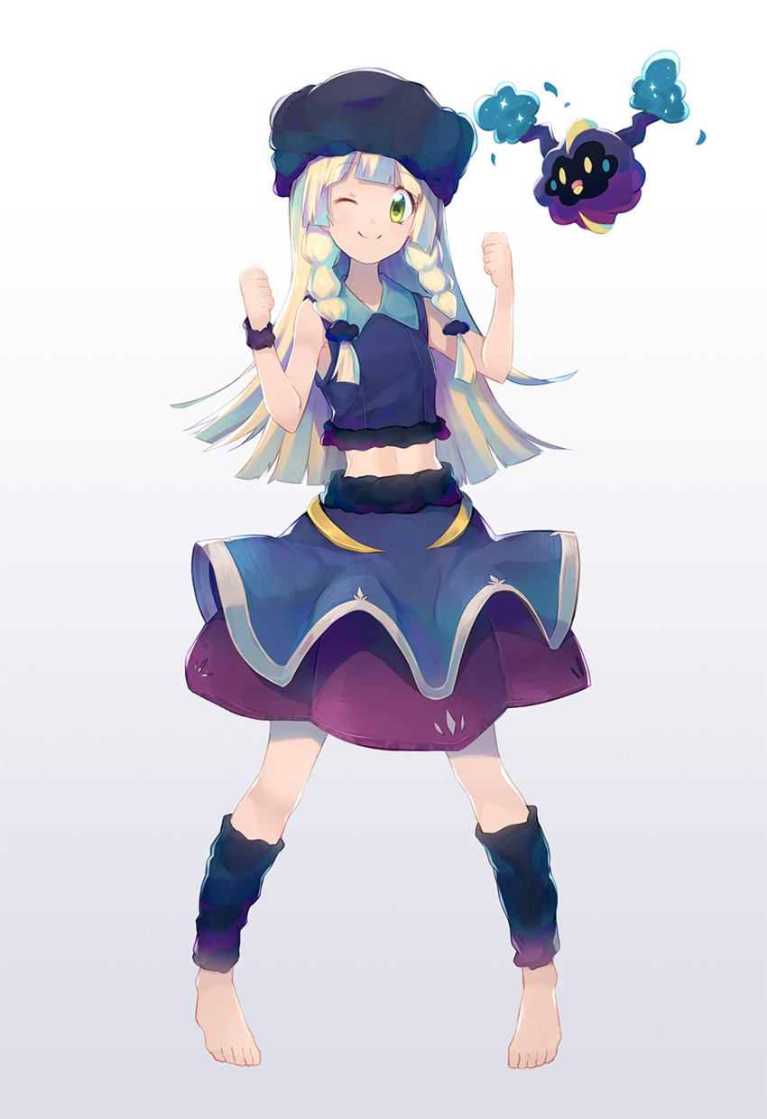 lillie and cosmog (pokemon and 1 more) drawn by anzi